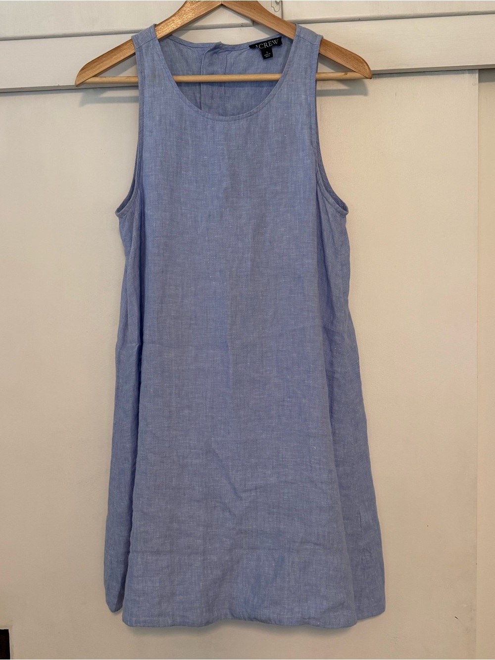 J. Crew Sleeveless Linen Shift Dress in Light Blue